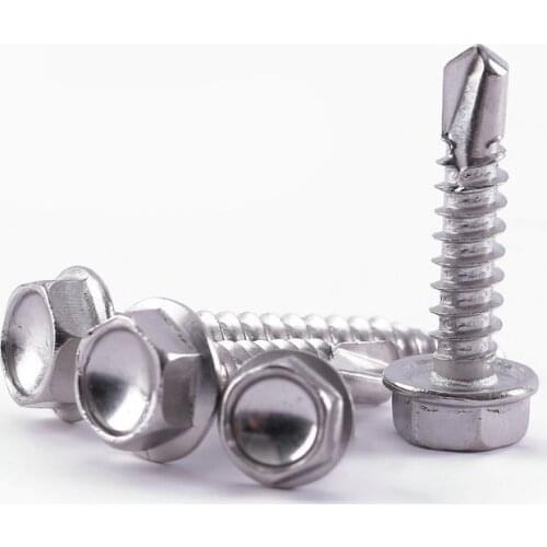 304 Stainless Steel Self-Drilling Hex Screw Cross Hexagonal FlangeHead Screws Wood Nail M3.5 M4.2 M4.8 M5.5 M6.3