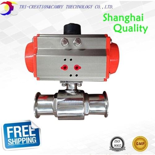 3/4" DN15 sanitary stainless steel ball valve,2 way 304 quick-install/food grade pneumatic valve_double actin straight way valve