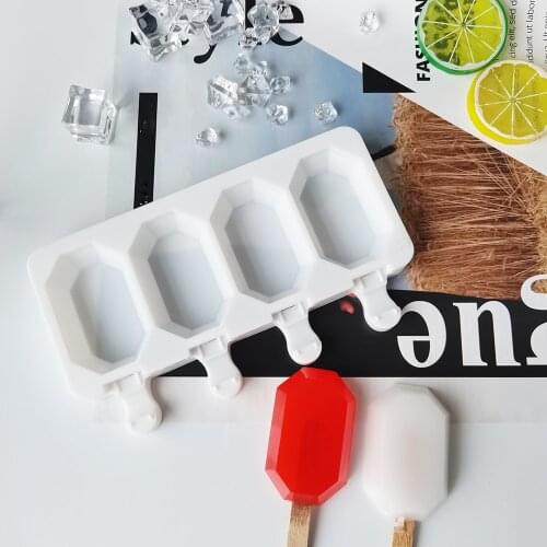 Silicone Ice Cream Mold DIY Homemade Popsicle Moulds Freezer 4 Cell Small Size Ice Cube Tray Popsicle Barrel Makers Baking Tools