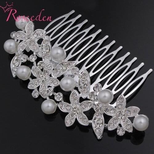 Limited Real Plant Bride hair combs Pearl Crystal Wedding Hair Accessories fashion Hair Sticks wedding hair jewelry RE852