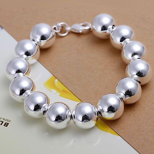 H080 925 Delicate Silver Color Bracelets For Women Charm Fashion Jewelry 14mm Beads Bracelet /adyaivfa Aweajnla
