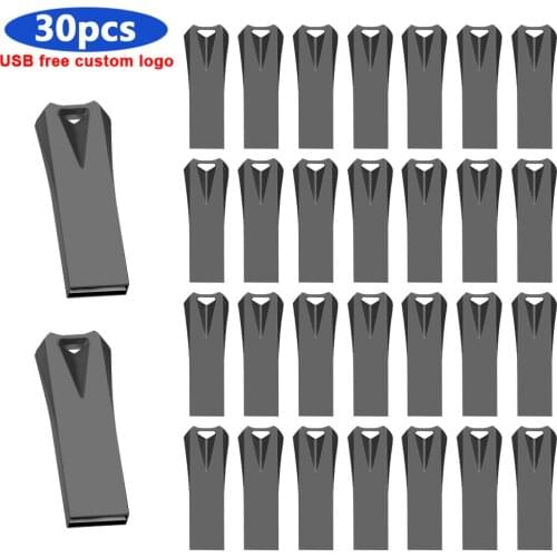 High Speed bulk 30pcs free logo metal usb 4GB 8GB 16GB 64GB 128GB USB Flash Drive Memory Stick usb memoria USB 2.0 Thumb Drives