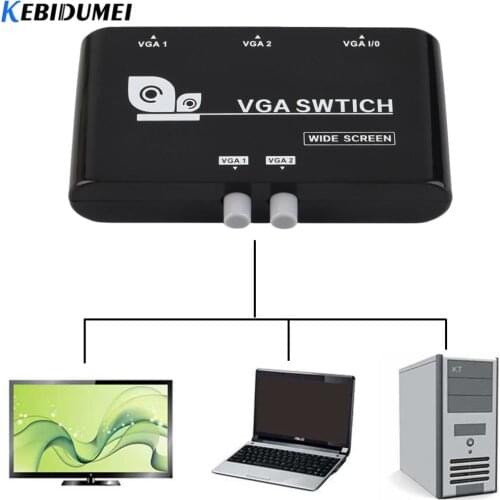 Kebidumei High Quality 2 In 1 Out VGA/SVGA Switcher Box Manual Sharing Selector Switch Switcher Box For LCD PC Computer Laptop