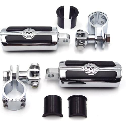 Aftermarket Motorcycle Parts Highway Front Skull Foot Pegs Clamps For Honda GL1800 GL1500 GL1100 GL1200 Harley Suzuki Yamaha