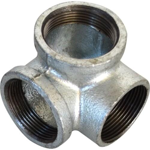 10pcs/lot Malleable iron Tee Crafts Fittings Side Outlet Elbows Female 90 LOFT Industry Style Pipe Fittings Galvanized Tee 1/2"