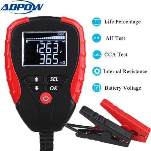12V Automotive Load Battery Tester Digital Analyzer of Battery Life Percentage Voltage Resistance and AH CCA Value
