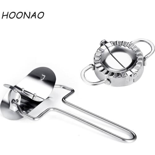 2Pcs/set HOONAO Kitchen Utensils Stainless Steel Dough Presser Dumpling Mold Maker Wraper Cutter Dumplings Mold Pastry Tools