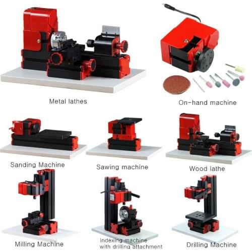 8 In 1 Mini Multipurpose Machine 12VDC 24W 2A 20000r/min Metal Wood Lathe Drilling Sanding Turning Milling Sawing Machine