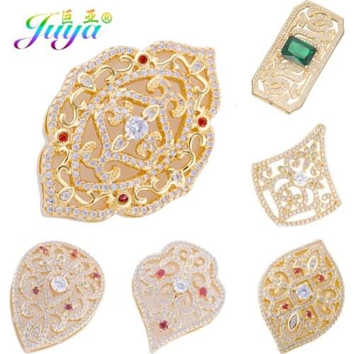 Juya DIY Fastener Pearls Jewelry Making Supplies Handmade Micro Pave Zircon Decorative Floating Flower Connectors Accessories