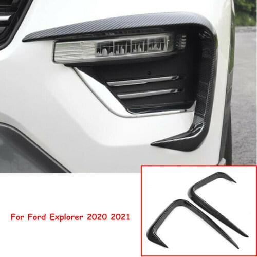 Car accessories For Ford Explorer 2020 2021 Carbon Fiber Front Fog Lamp Light Eyebrow Cover Trim