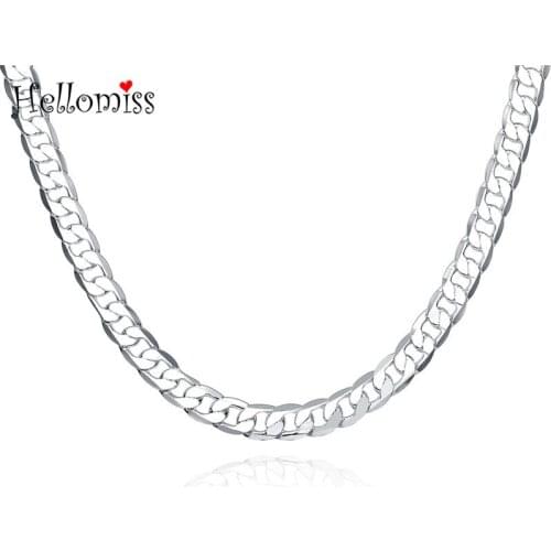 8mm Figaro Chain Necklace 20 Inch Chain Necklaces for Men Silver 925 Jewelry Wide Collar Statement Chain Choker Man Accessories