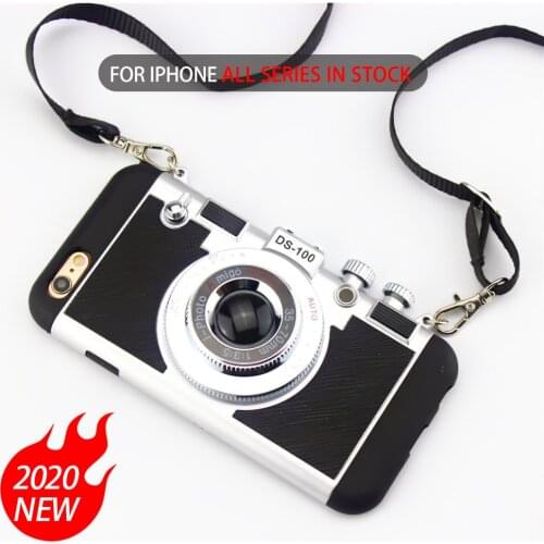 Camera Phone Cases For iPhone 11 Pro Xs Max XR X 6 6s 7 8 Plus Shockproof Lanyard Protective Shell Housing Protector Cover Case