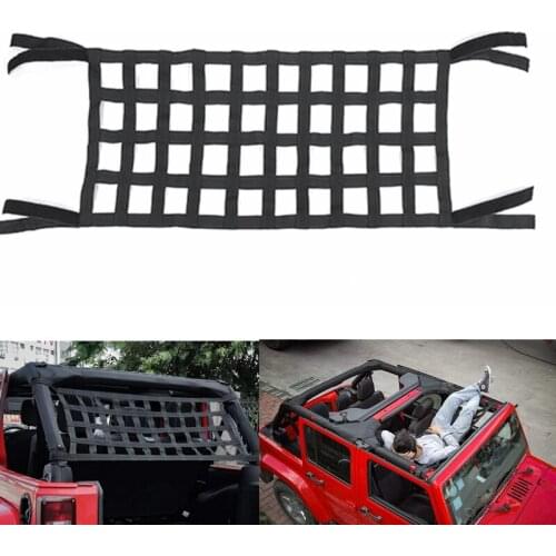 Black Multifunctional Top Roof Storage Hammock Bed Rest Network Cover For Jeep Wrangler TJ JK 07-18 Heavy Duty Cargo Net Cover