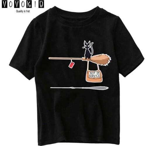 Cartoon Not In Service Cat Sweet Japanese Streetwear T-shirt Chlidren Little Girl Boy Cute Summer Top Baby T Shirt Cartoon Shirt