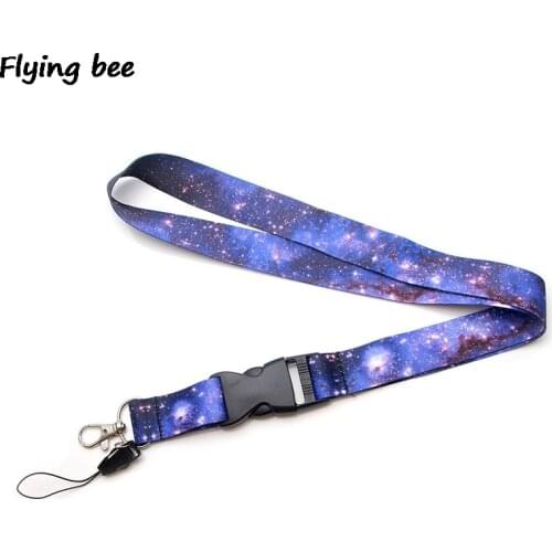 Flyingbee Starry sky Cool Purple Lanyard Phone Rope Keychains Lanyard for Keys ID Card Cartoon Lanyards For Men Women X0384