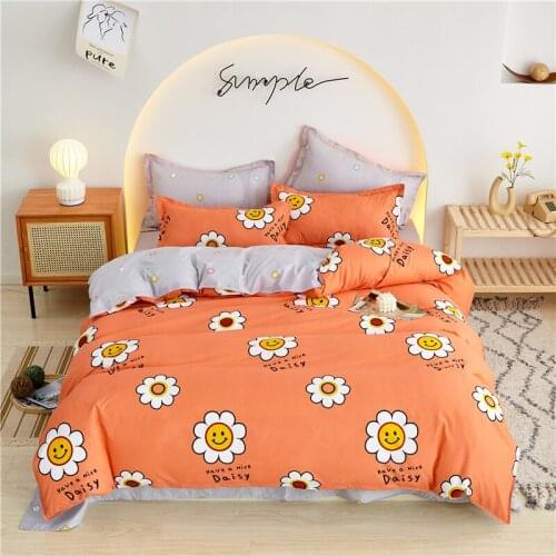 Pastoral Bedding Set,Orange Duvet Cover Set With Pillowcase 200x230,Sun flower Quilt Cover 220x240,King Size Blanket Cover,2020