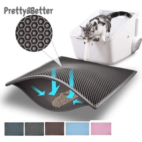 Pretty&Better Cat Litter Mat Foldable Double-Layer Cats Mat Bottom Non-slip Pet Litter Layer Pet Litter Catcher Mat Cat Cushion