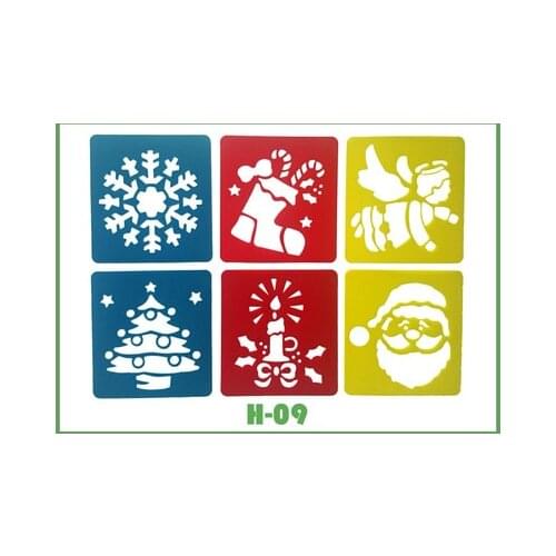 6pcs/set Christmas festival Art Korea Stationery Office Painting Supplies Graphics Symbols Drawing Template Ruler Student