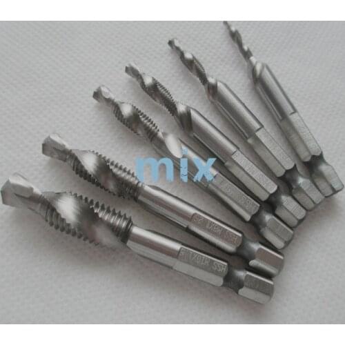 Fixmee High Quality 6pc Hex Shank HSS Screw Spiral Point Thread Metric Plug Hand Tap Drill Bits M3 M4 M5 M6 M8 M10