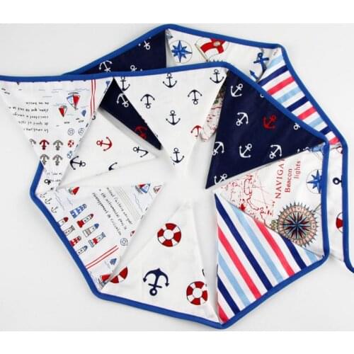 Print Bunting cloth Cotton Pennant Banner Garland Wedding Party Flags Decoration Photo Props XMAS Hanging Themed Decor 10.5ft