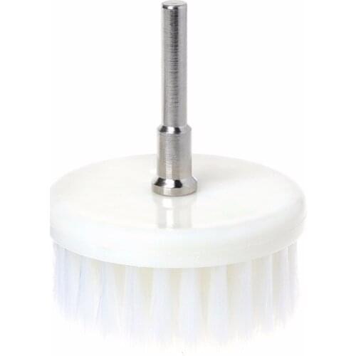 60mm White Nanowire + Plastic Soft Drill Powered Brush Head For Cleaning Car Carpet Bath Fabric New