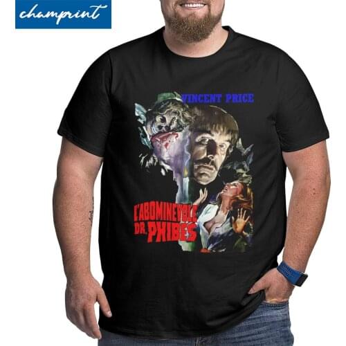 Novelty Abominable Dr. Phibes Vincent Price 1971 T-Shirts Men Snowman Monster T Shirts Big Tall Tees Plus Size 5XL 6XL Clothing