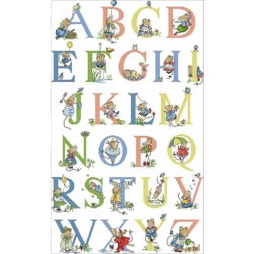 TOP NEW Little mouse alphabet patterns Counted Cross Stitch DIY Chinese Cross Stitch Kits Embroidery Needlework Sets