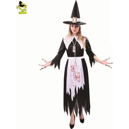 New Adult Salem Witch Costume Adults Womens Witch Costume Black Fancy Dress Halloween Cosplay Costume Outfits