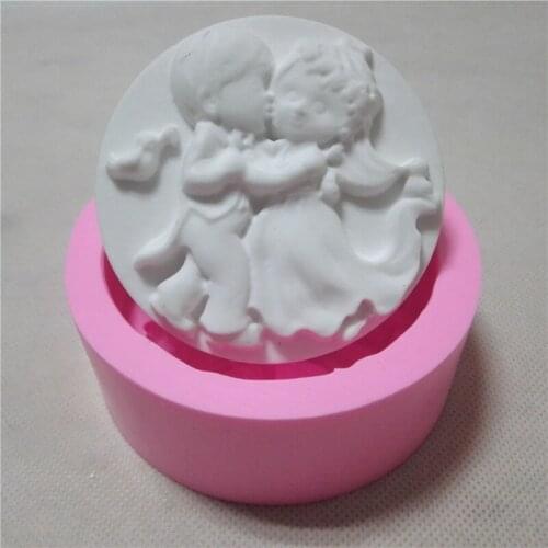 Great-Mold Kids Dancing DIY Silicone Soap Mold Round Lovely Silicone Mold for Gift