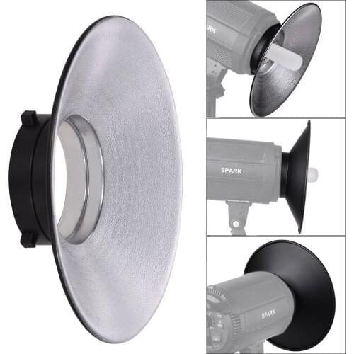 Andoer Photography Flash Reflector 120 Degree Wide-angle Mount Diffuser Dish Aluminium Alloy Shooting Accessories