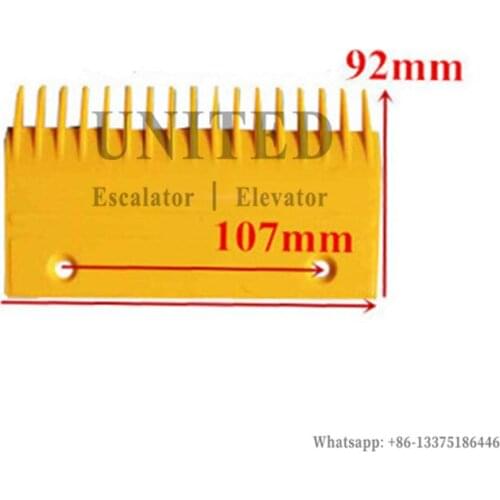 10pcs Escalator Yellow Plastic ABS Comb Plate S655B6 L155mm W92mm Hole Space 107mm 17Teeth CENTER MIDDLE