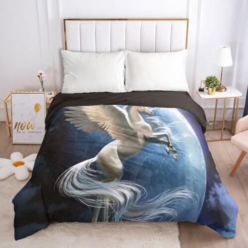 Unicorn Cartoon Duvet Cover with Zipper Comforter/Quilt/Blanket Case 140x200 240x220 3D Bedding For Baby Kids Child Girls Boys