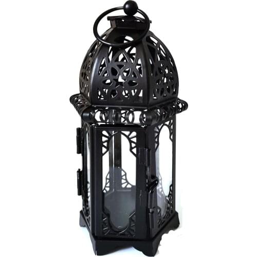 Wrought Iron Candle Holder European Style Glass Black Rustic Candle Holder Moroccan Candelabro Vela Home Decoretion WE50ZT