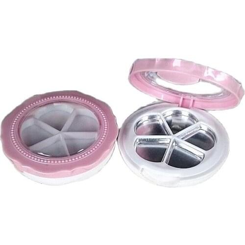 30pcs/lot 5grids Empty Eyeshadow Powder Box with Mirror, Double-layer Pink Lipstick Refillable Container, DIY Lip Balm Compacts