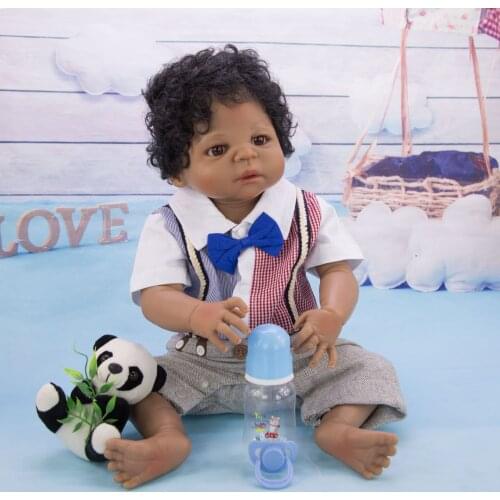 Lifelike bebe Reborn Soft full Real Silicone Reborn Baby Dolls Black African baby reborn boy toys Children gift for girls