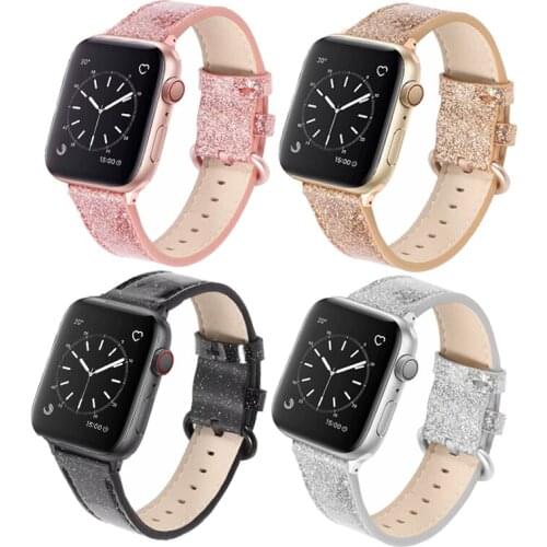 Leather sports loop straps For apple watch band 44mm 42mm 40mm 38mm series 5 4 3 2 1 bracelet wristband For iwatch glitter style