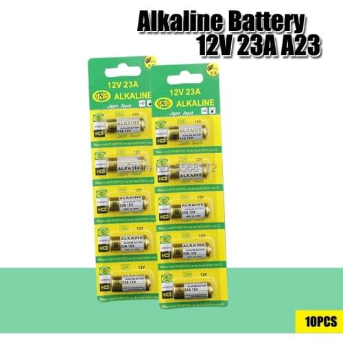 Wholesale 10PCS/LOT 23A 12V dry alkaline battery 23AE 21/23 A23 23GA MN21 for doorbell,car alarm,walkman,car remote control etc