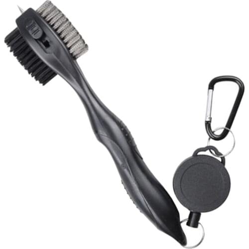 Golf Club Brush Groove Cleaner with Comfortable Grip Retractable Zip-Line Carabiner Golf Groove Cleaning Tools
