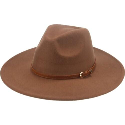 Fedora hats big birm 9.5cm solid men hats panamas khaki camel outdoor gentlemen classic casual formal women hats gorras hombre