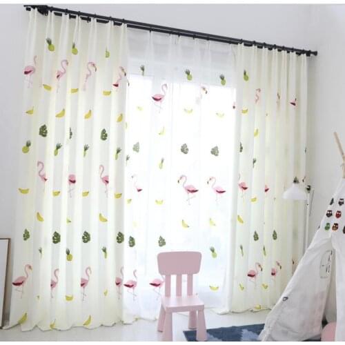 Nordic Curtains For Living Dining Room Bedroom Modern Cartoon Childrens Bedroom Curtains Thickened Flamingo Embroidery Curtains
