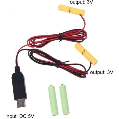 USB to Dual LR6 LR03 Battery Power Supply Cable Replace 2x AA AAA 1.5V Battery 270B
