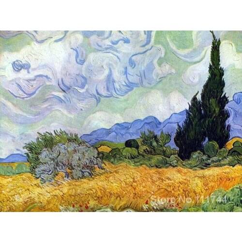 Modern art Campo de Trigo con Cipreses by Vincent Van Gogh paintings for living room Hand painted High quality
