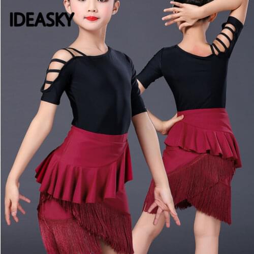 Modern latin dance dress for girls tassel latin ballroom fringe samba rumba competition child kids practice skirt salsa tango