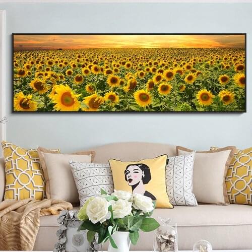 Modern Flowers Landscape Posters and Prints Wall Art Canvas Sunflower Pictures for Living Room Cuadros Home Decoration Painting