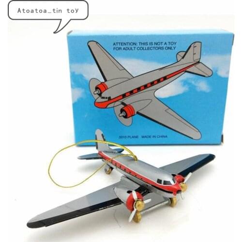1Pc Vintage Retro Airplane Collection Tin toys Classic Clockwork Wind Up Christmas ornament Toys For Adult Kids Collectible Gift