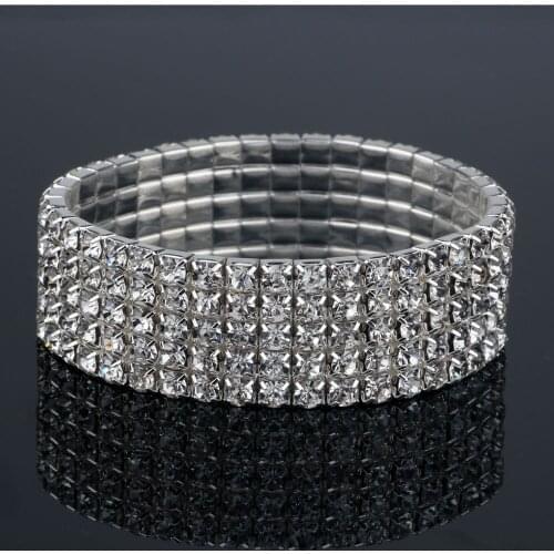 High-grade hand act the role of 1-10 rows of drill silver elastic line bracelet