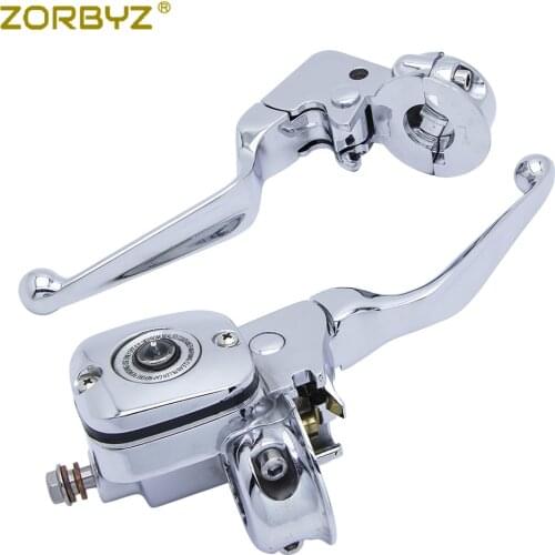 ZORBYZ Chrome Motorcycle Brake Clutch Lever Pump Master Cylinder For Harley Softail Deluxe Road King Fat Boy Breakout