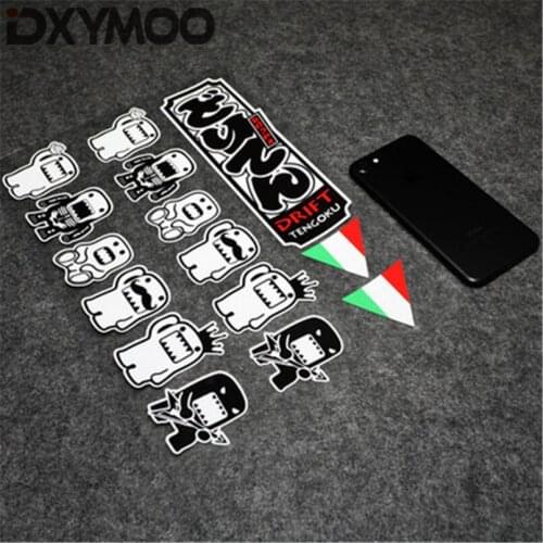 1 Set A4 Size Car Sticker Cartoon Japan Bear Domo Arrow Weapon JDM Drift Tengoku Italy Flag Motorcycle Bumper