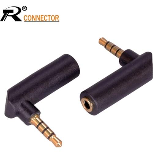 1pc Gold jack 3.5mm 4 Pole 90Degree Right Angle Female to 3.5mm 4Pole Male Audio Stereo Plug L Shape Jack Adapter Connector