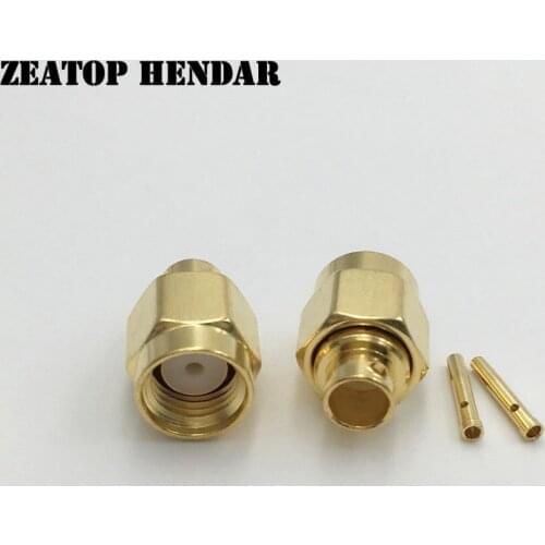 1000Pcs Brass RP SMA Male Plug Solder RP-SMA for RG402 0.141" Semi-rigid Cable Straight Wire Connector